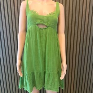 Anthropologie Vibrant Green Textured Dress